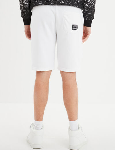Short jogging droit avec poches zippées blanc homme