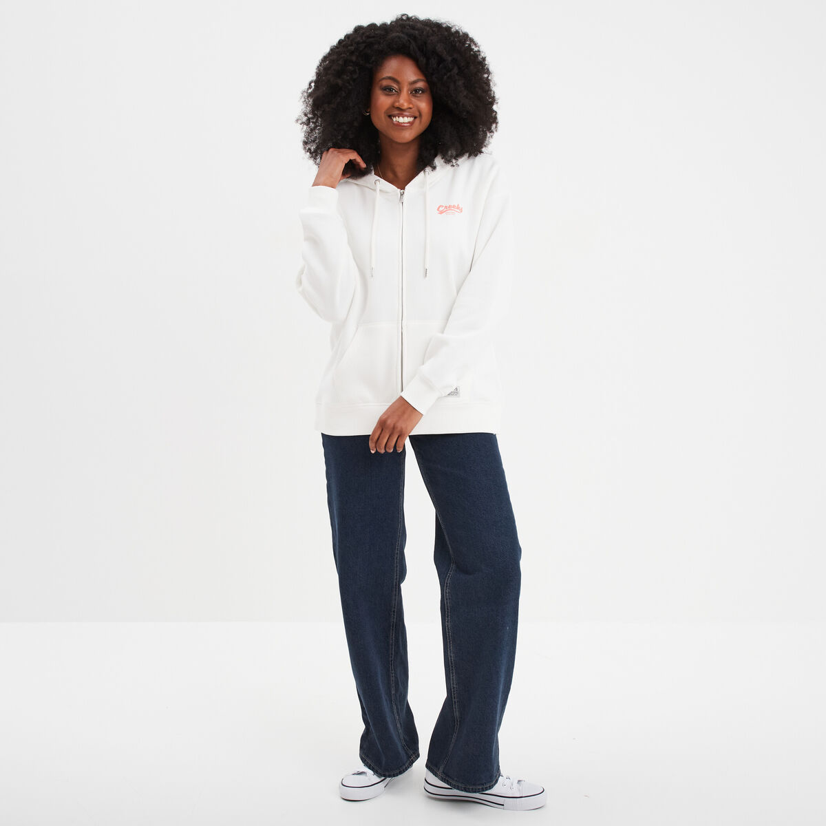 Sweat zippé à capuche Creeks Original blanc femme