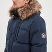 Parka capuche fausse fourrure amovible bleu marine homme