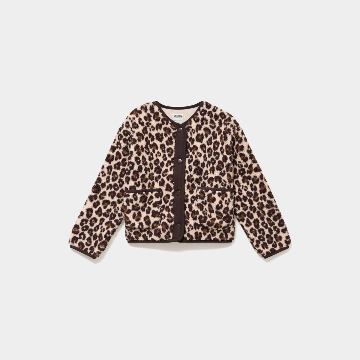 Gilet effet polaire boutonn&eacute;e col rond beige fille