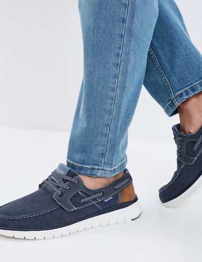 Chaussures bateau en jean bleu homme