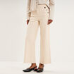 Pantalon wide leg cropped &agrave; boutons ivoire femme