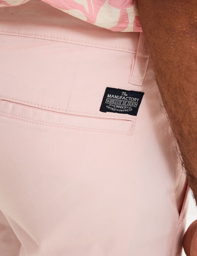 Bermuda short chino straight stretch rose pastel homme