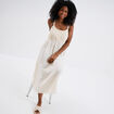Robe midi buste macramé en gaze de coton creme femme