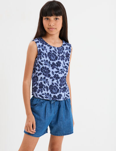 Blouse sans manches bleu fille