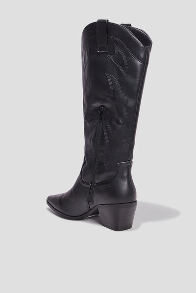Bottes esprit western bouts pointus noir femme