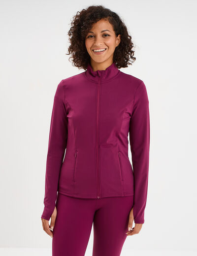Veste de sport ajust&eacute;e avec fermeture violet fonc&eacute; femme