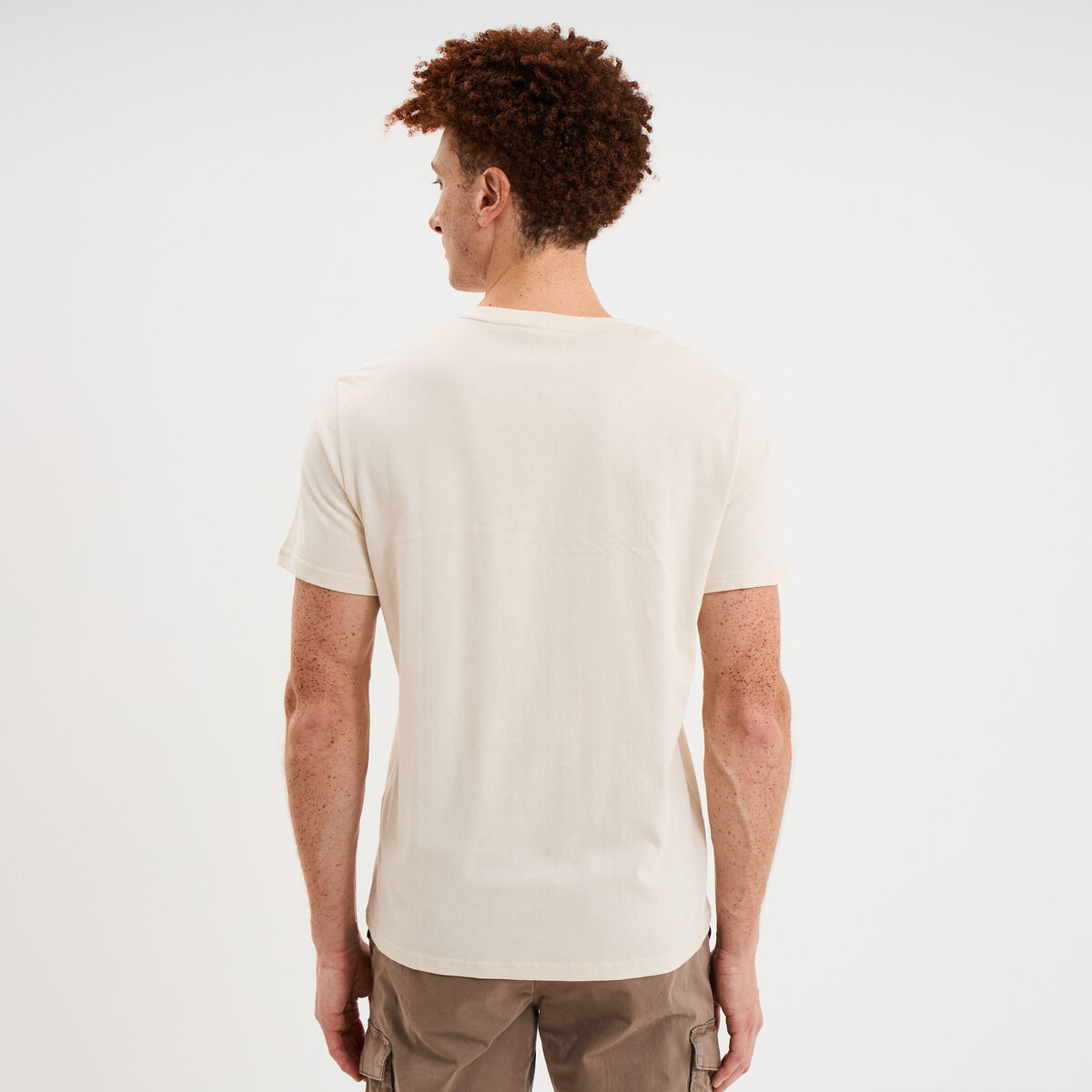 T-shirt col rond manches courtes coton ecru homme