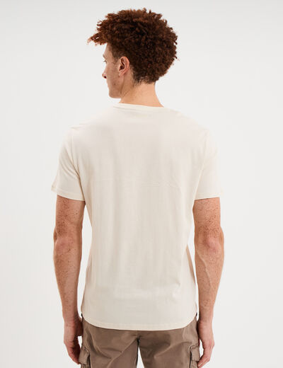 T-shirt col rond manches courtes coton ecru homme