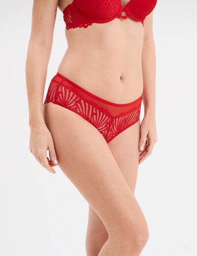 Shorty en dentelle rouge femme