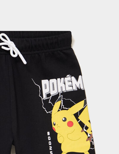 Short de jogging droit coton Pok&eacute;mon noir gar&ccedil;on
