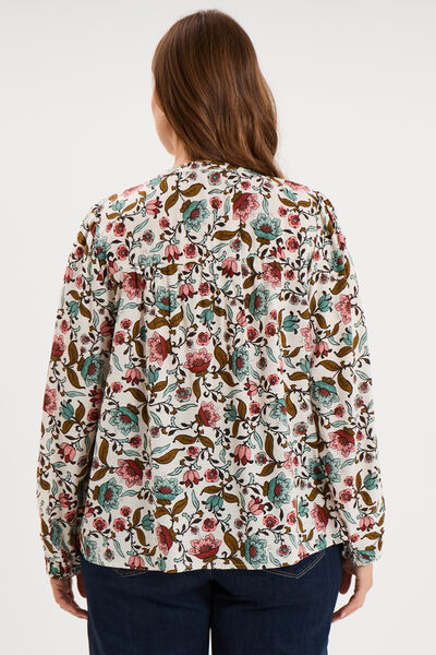 Blouse fluide col V manches longues multicolore femme grande taille