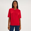 Pull col polo manches courtes rouge femme