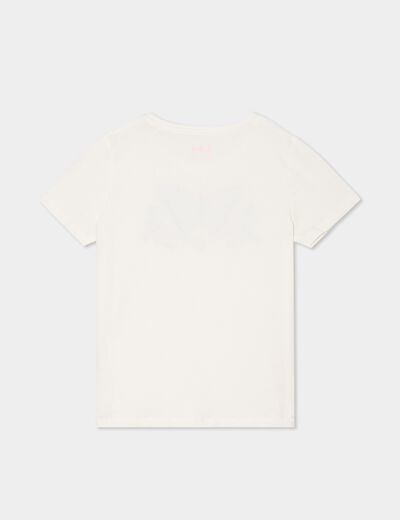 T-shirt col rond manches courtes coton ivoire fille