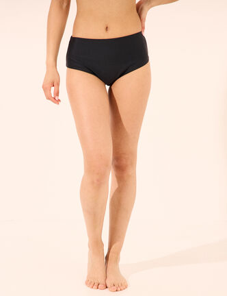 Bas de maillot de bain taille haute noir femme