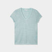 T-shirt col en V manches courtes bleu gris femme