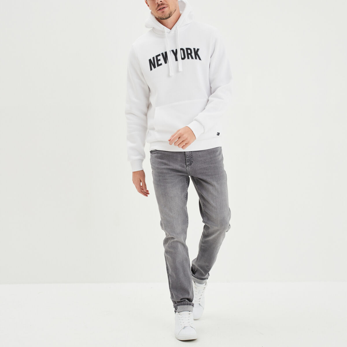 Jeans slim 5 poches denim gris homme