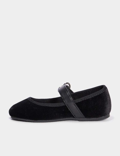 Ballerines effet velours noir fille