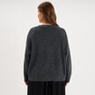 Pull &agrave; paillettes col rond gris fonc&eacute; femme grande taille