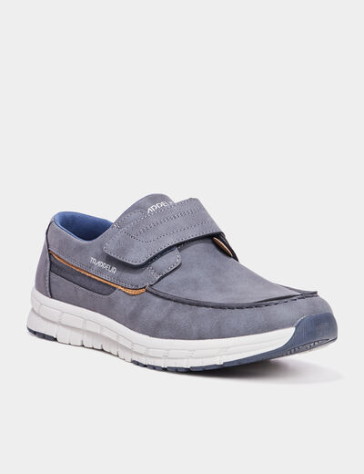 Chaussures bateau à scratchs bleu homme