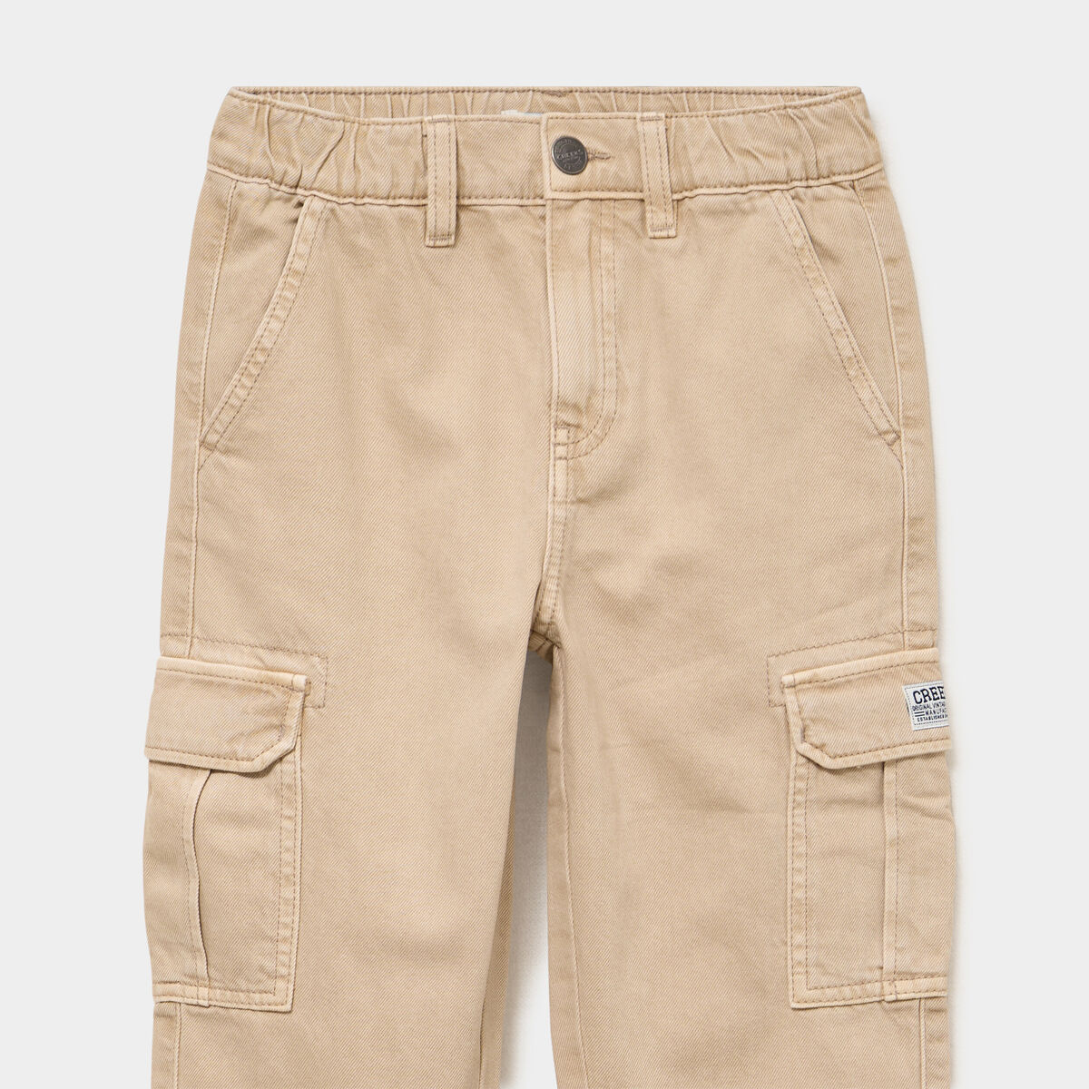 Pantalon cargo taille &eacute;lastiqu&eacute;e stretch beige gar&ccedil;on
