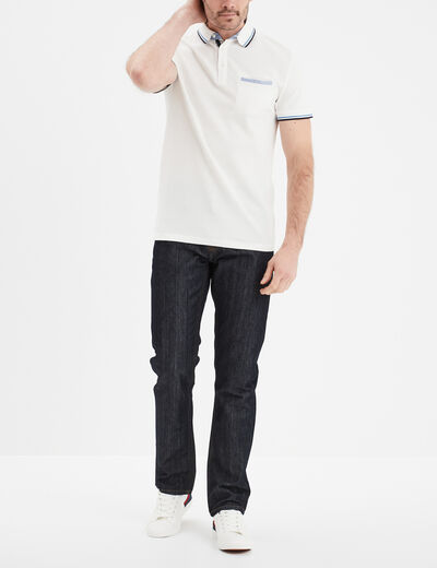 Polo manches courtes 1 poche coton blanc homme