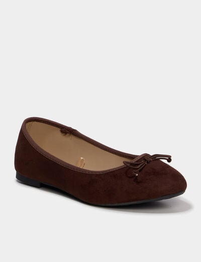 Ballerines avec noeuds marron fonc&eacute; femme