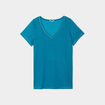 T-shirt manches courtes col V bleu canard femme grande taille