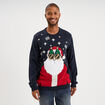 Pull de No&euml;l manches longues bleu marine homme