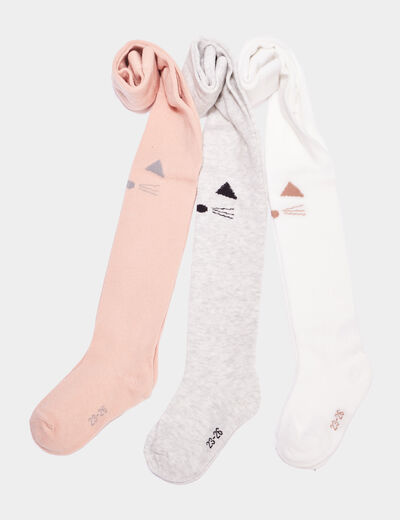Lot 3 collants opaques coton multicolore bébé fille