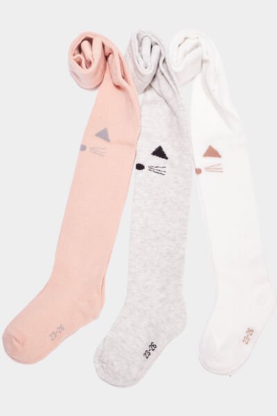Lot 3 collants opaques coton multicolore b&eacute;b&eacute; fille