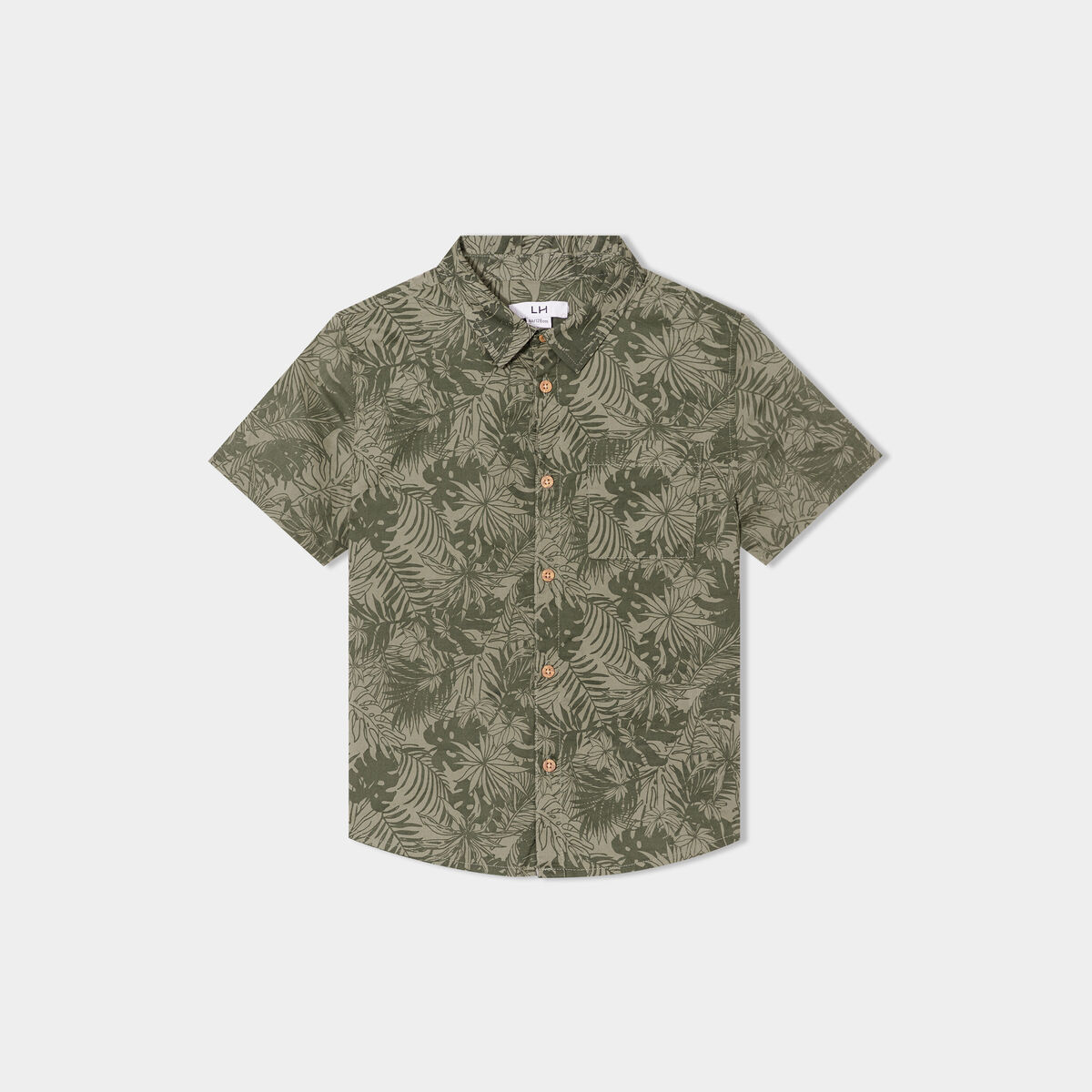 Chemise manches courtes vert kaki garçon