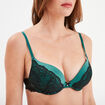 Soutien-gorge dentelle maxi push-up vert foncé femme