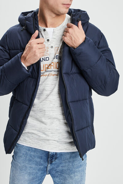 Doudoune droite courte bleu marine homme