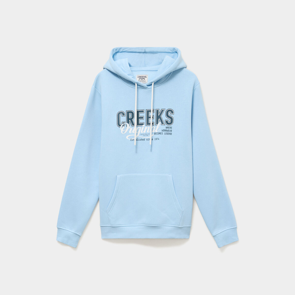 Sweat hoodie 1 poche et capuche bleu clair homme