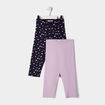 Lot 2 leggings élastiqués 7/8ème bleu marine fille