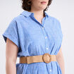 Robe chemise ceintur&eacute;e longueur genou bleu lavande femme grande taille