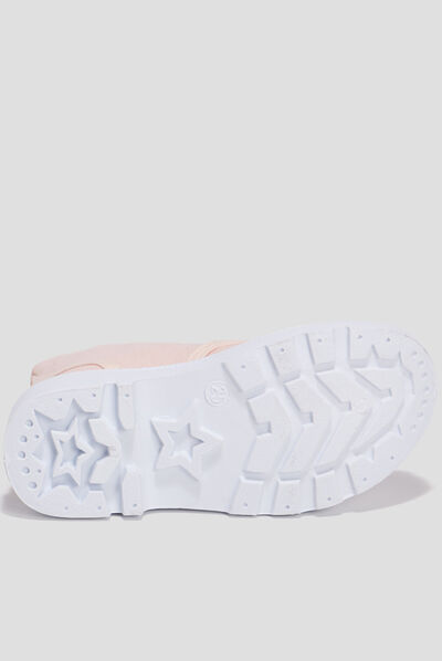 Baskets montantes à lacets en toile rose fille