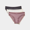 Lot 3 culottes avec dentelle mauve femme