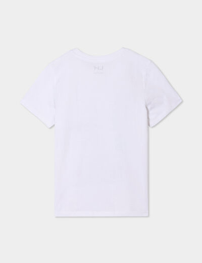 T-shirt col rond manches courtes coton blanc gar&ccedil;on