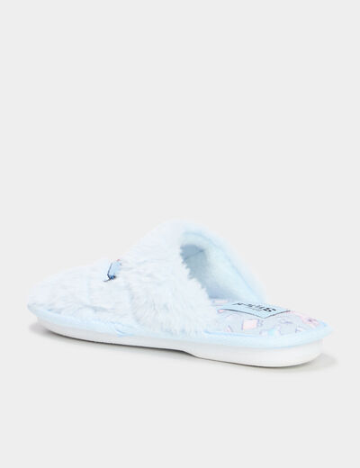 Chaussons mules fausse fourrure Stitch bleu fille