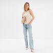 Blouse sans manches lin mélangé beige femme
