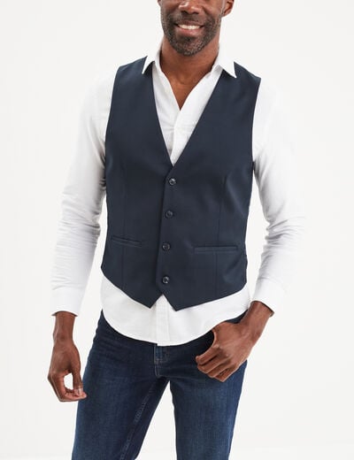 Veston droit boutonné bleu marine homme
