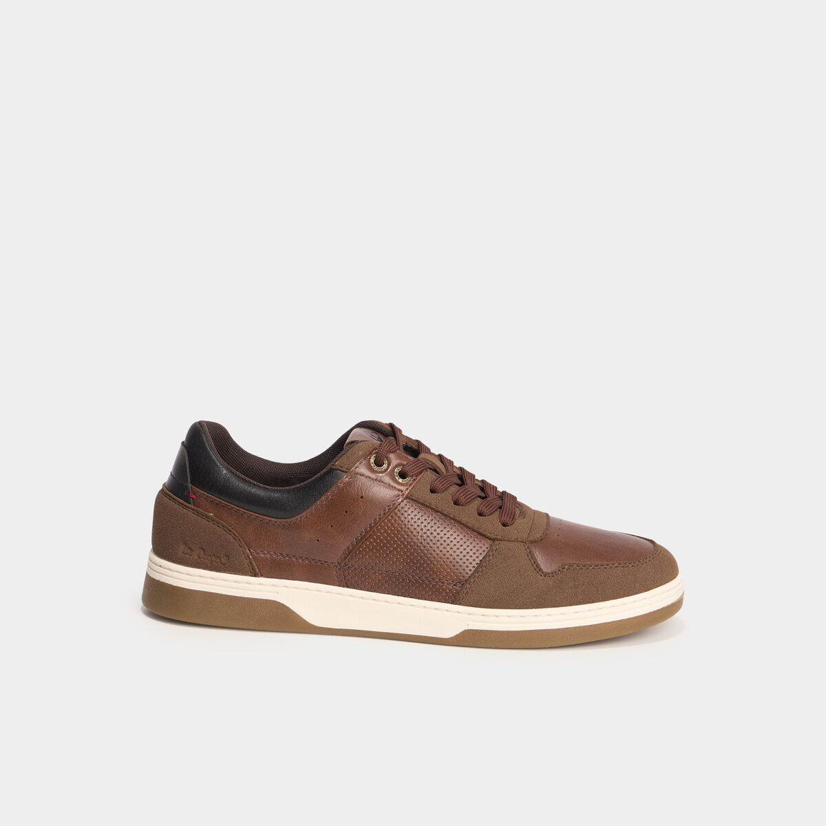 Tennis basses &agrave; lacets marron homme