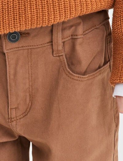 Pantalon slim stretch marron garçon