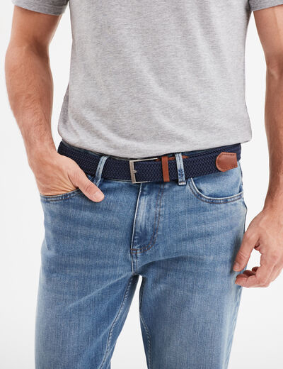 Ceinture tressée bleu marine homme