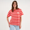 T-shirt droit &agrave; manches courtes coton rouge coquelicot femme