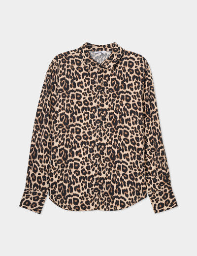 Chemise manches longues beige femme