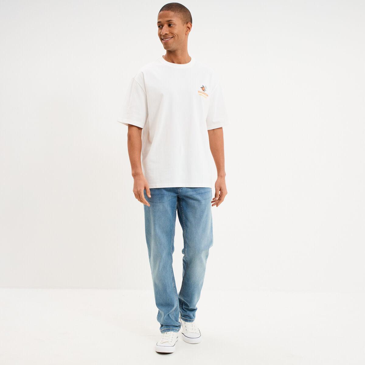 T-shirt relax manches courtes coton blanc homme