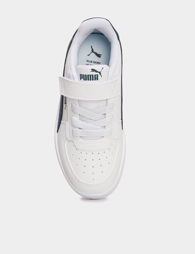 Tennis basses à scratchs Puma Caven blanc garçon